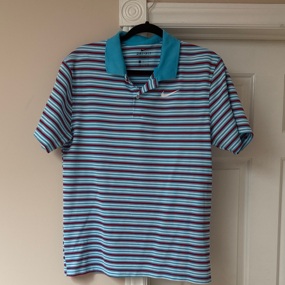 Nike Men’s Blue Striped Polo Shirt